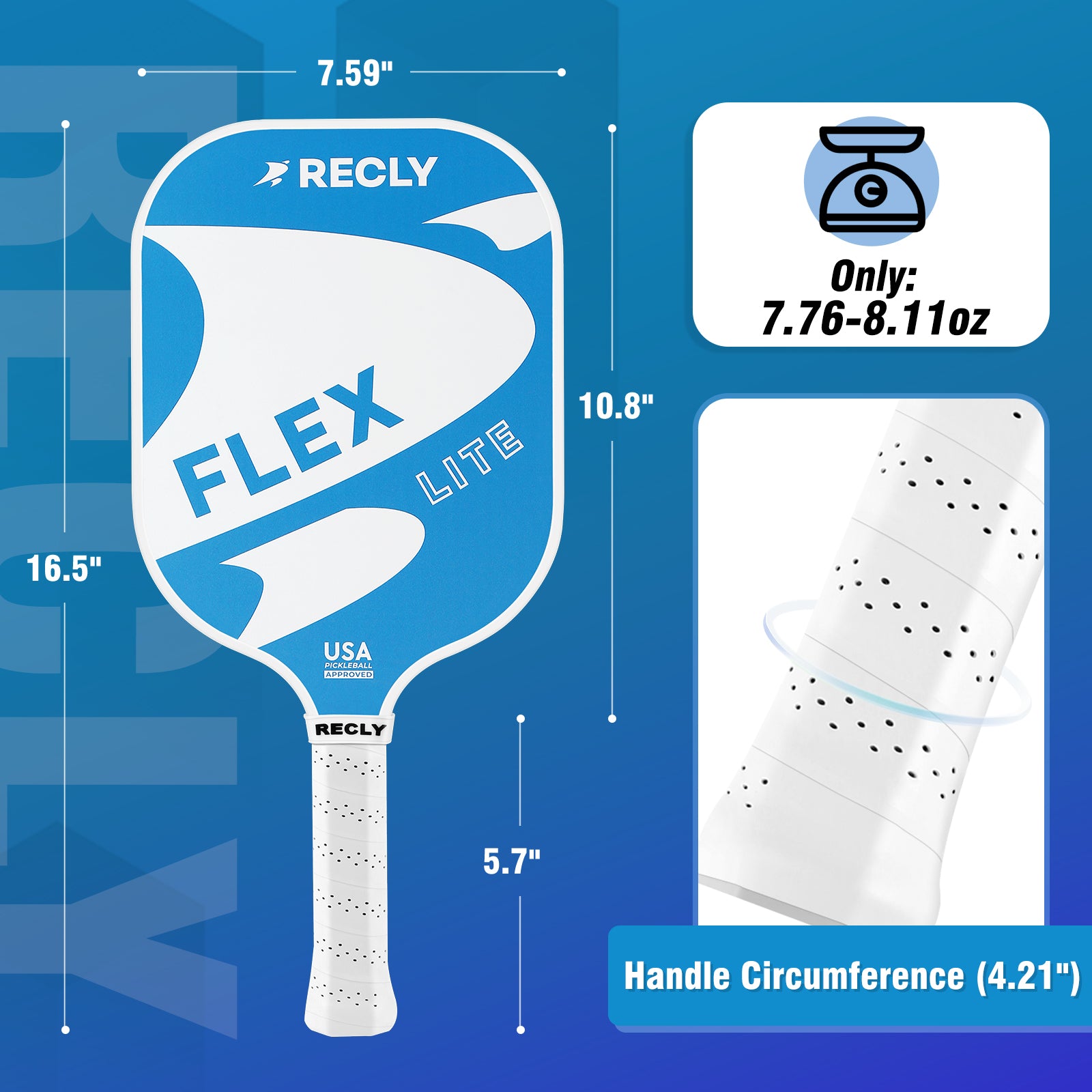 FLEX LITE BLUE - Recly Pickleball Paddle