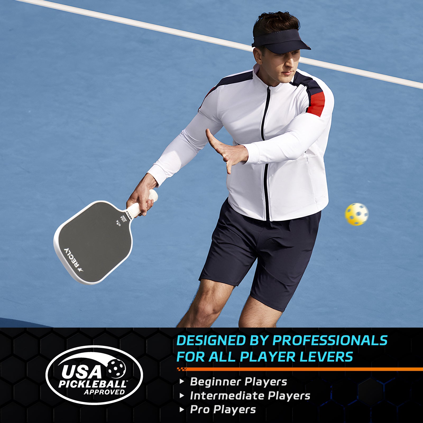 O1E Carbon Fiber Construction - Recly Pickleball Paddle